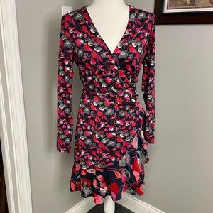 DVF Diane Von Furstenberg poppy wrap dress 100% Silk Medium Ruffle Classic